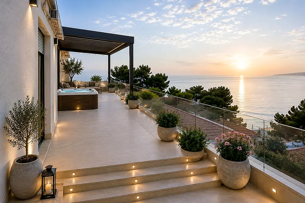 Terrazzo — il sole sorge dal mare